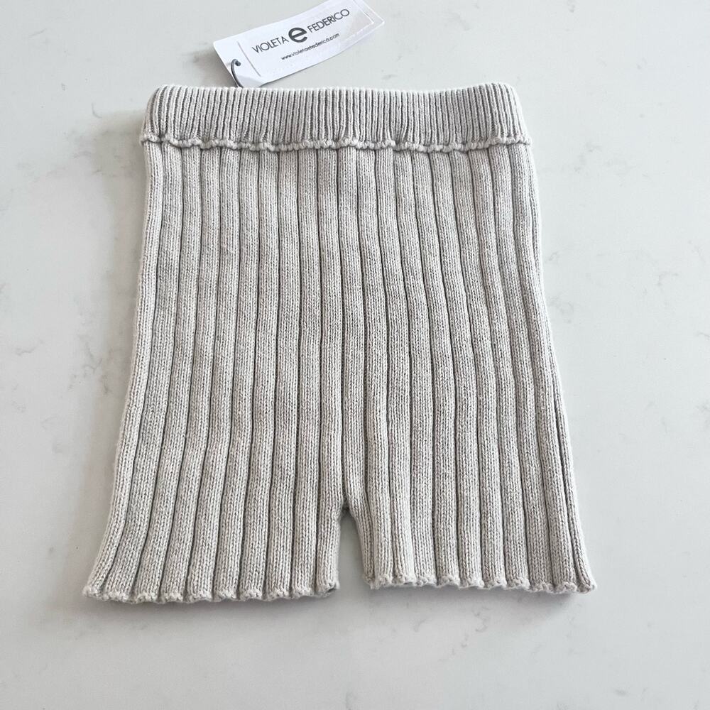 Violeta e Federico unisex boy girl rib knit ecru shorts size 4 NWT